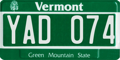 VT license plate YAD074