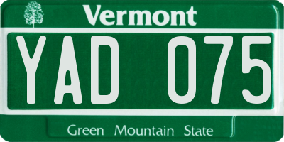VT license plate YAD075