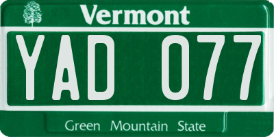 VT license plate YAD077