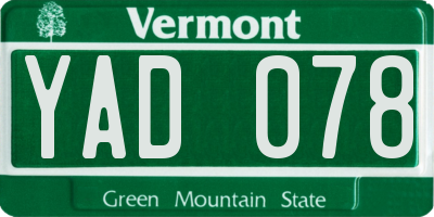 VT license plate YAD078