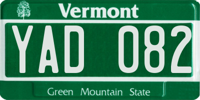 VT license plate YAD082