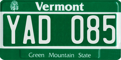 VT license plate YAD085