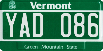 VT license plate YAD086