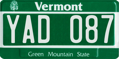 VT license plate YAD087