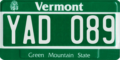 VT license plate YAD089