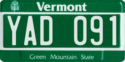 VT license plate YAD091