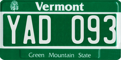 VT license plate YAD093