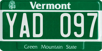 VT license plate YAD097