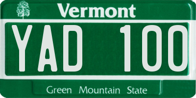 VT license plate YAD100