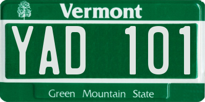 VT license plate YAD101