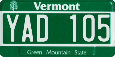 VT license plate YAD105