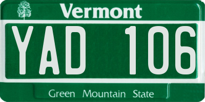 VT license plate YAD106