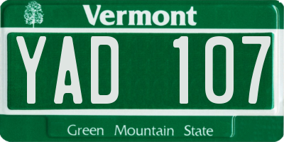 VT license plate YAD107