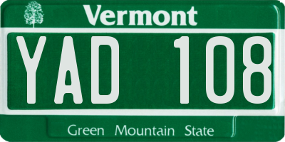 VT license plate YAD108