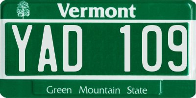 VT license plate YAD109