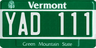 VT license plate YAD111