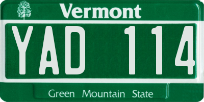 VT license plate YAD114