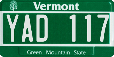 VT license plate YAD117