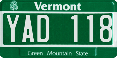 VT license plate YAD118