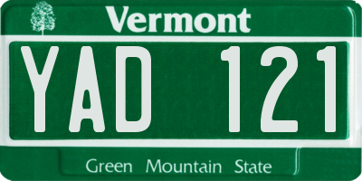 VT license plate YAD121