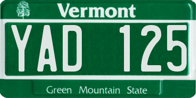 VT license plate YAD125