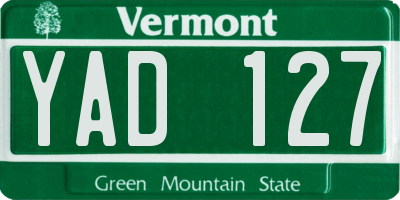VT license plate YAD127