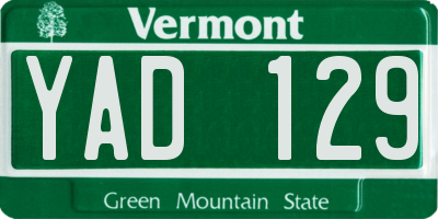 VT license plate YAD129