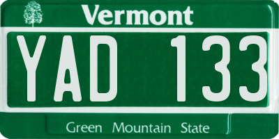 VT license plate YAD133