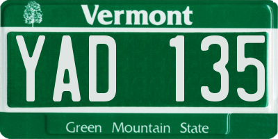 VT license plate YAD135