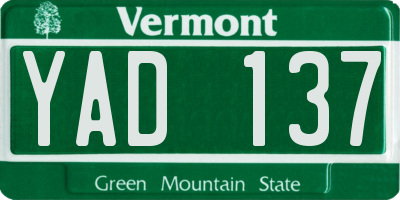 VT license plate YAD137