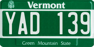 VT license plate YAD139