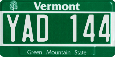 VT license plate YAD144