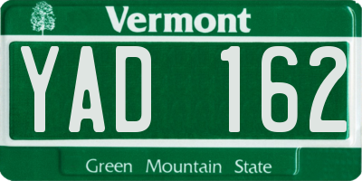 VT license plate YAD162