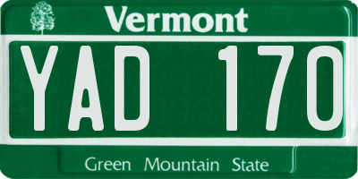 VT license plate YAD170