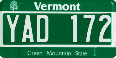VT license plate YAD172