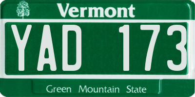 VT license plate YAD173