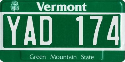 VT license plate YAD174