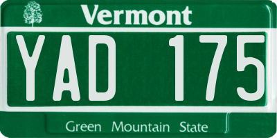 VT license plate YAD175