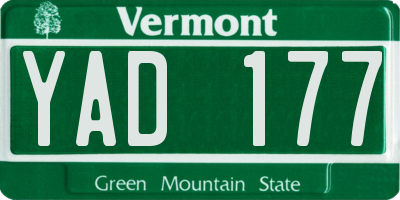 VT license plate YAD177