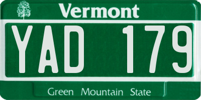 VT license plate YAD179