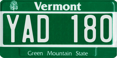 VT license plate YAD180