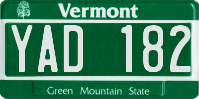 VT license plate YAD182