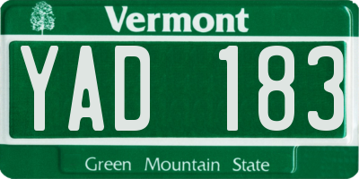 VT license plate YAD183