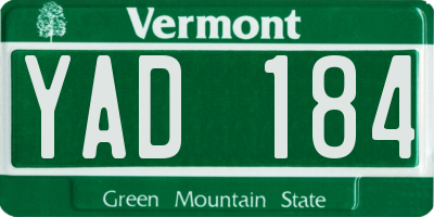 VT license plate YAD184