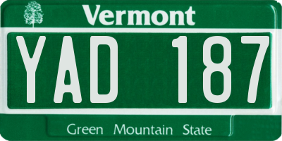 VT license plate YAD187