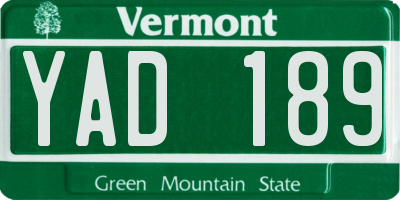 VT license plate YAD189