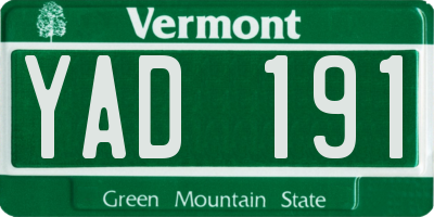 VT license plate YAD191