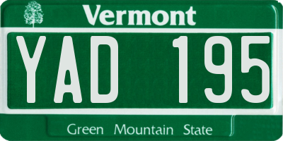 VT license plate YAD195