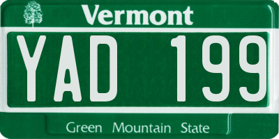 VT license plate YAD199