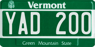 VT license plate YAD200